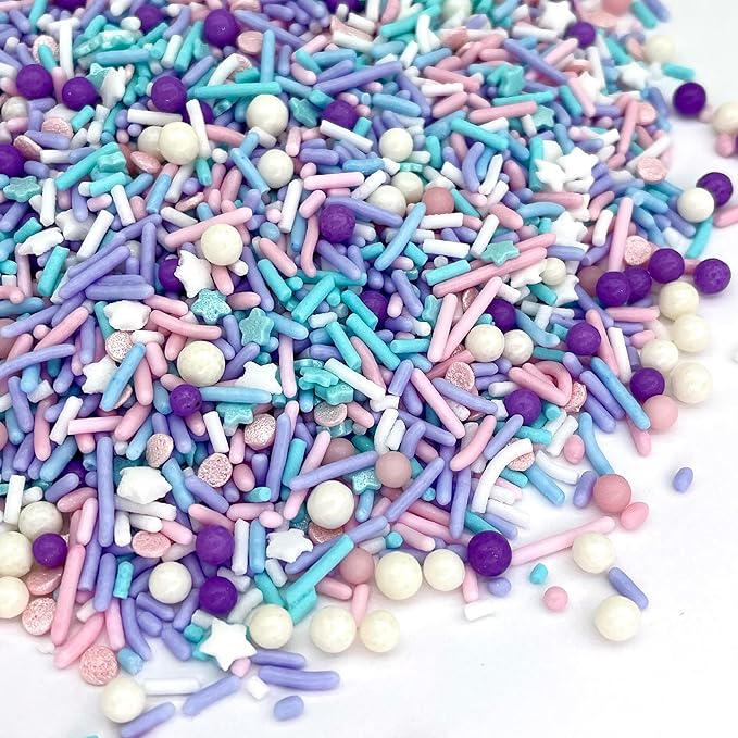 Manvscakes, pink sprinkles, valentines, cake sprinkles, gluten free, cookies, chocolate, fondant, princess topping, ice cream, edible, dessert decoration (Pink Blue)