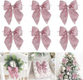 AIMUDI Pink Glitter Wired Ribbon Bows with Twist Tie 5.5" Premade Metallic Christmas Bows for Gift Wrapping, Wreath, Garland, Holiday Crafts Party Home Outdoor Christmas Tree Decorations, 12 PCs