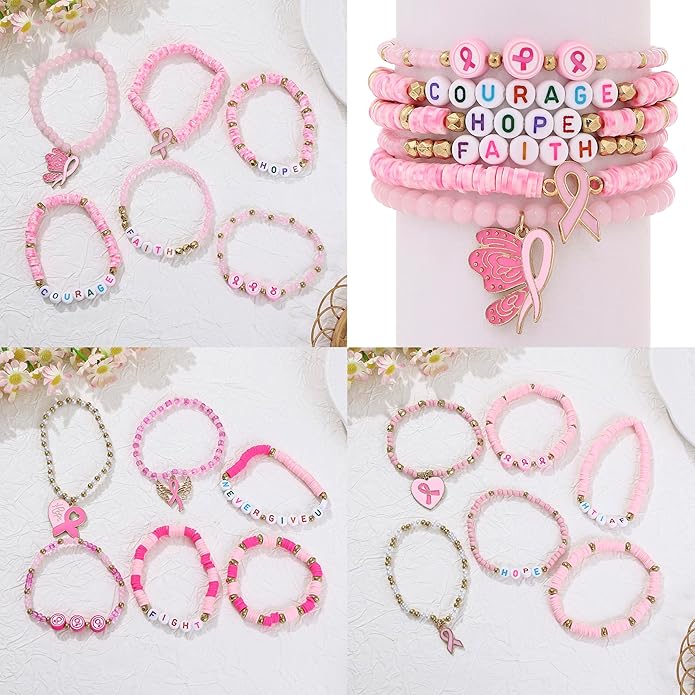 Cooluckday 36 Pcs Holiday Heishi Surfer Bracelets for Women Bulk Easter Mother's Day Christmas St. Patrick's Day Mardi Gras Bracelet Stackable Stretch Friendship Bracelets Set