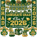 2026 Graduation Decorations - Green Congrats Grad Party Supplies include Card Box, Backdrop, Banner and Balloons for Class of 2026 Decorations Set