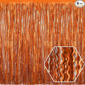4 Pack Orange Wave Foil Fringe Curtain Backdrop, 3.28Ft x 8.2Ft Metallic Tinsel Foil Fringe Streamer Curtains for Photo Booth, Mother's Day, Easter, Birthday, Wedding Party Decoration