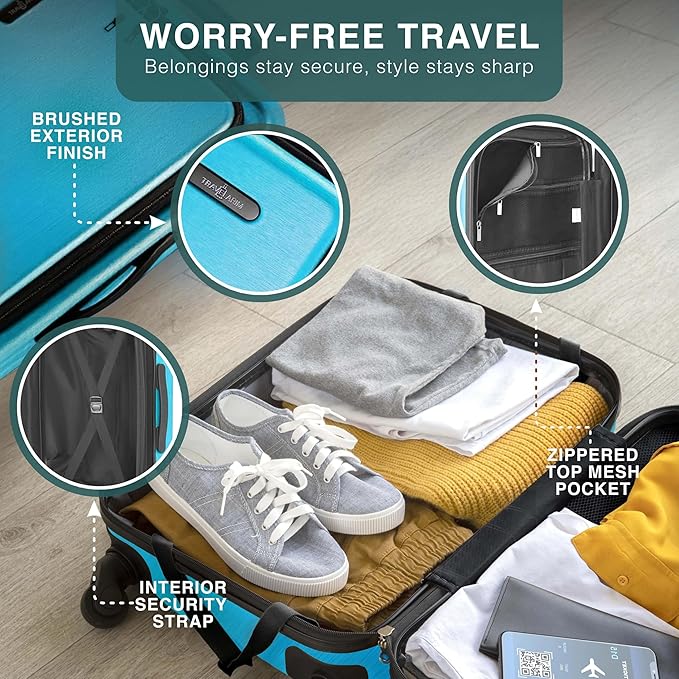 TRAVELARIM 24 Inch Luggage with Spinner Wheels, Hard Shell Suitcase with TSA Locks for Luggage, Travel Large Suitcase, Expandable Hard Shell Suitcases, Teal