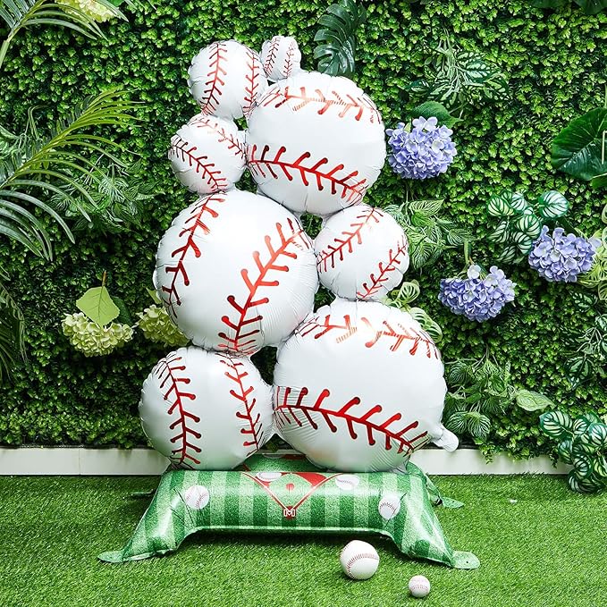Soulchen 1 Pcs 3.5 ft Giant Self Standing Baseball Foil Balloons for Baseball Birthday Party Decoration Team Celebration Decor Backyard BBQ Sports Themed Party Supplies