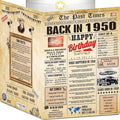 76th Birthday Cards for Men & Women - Back In 1950 Newspaper (Bday Card + Envelope) Large HAPPY BIRTHDAY Decorations for Her Him Vintage Funny card for Wife Husband & Grandparents 76 years