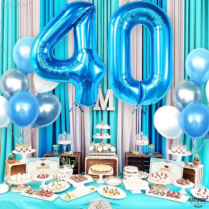 Giant Blue 0 Number Balloons - 40 Inch | 0 Digit Balloon for Ocean Theme | Blue 0 Balloon for Ocean Theme Birthday Party Supplies | Mylar Blue Number 0 Balloon | Blue Mermaid Birthday Decorations