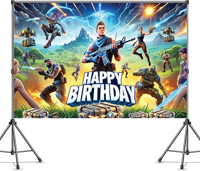 IndoTribe Video Game Birthday Decorations 6x4ft Video Game Supplies Birthday Decorations for Boys Gamer Party Decorations Gaming Party Decorations Birthday Gaming Backdrop Gaming Banner