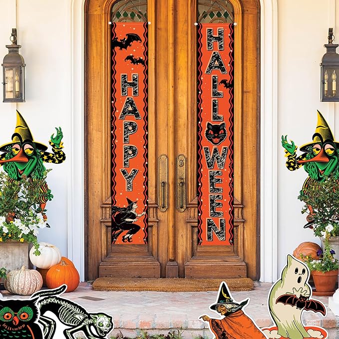 Beistle 6' Fabric Vintage Halloween Decorations Door Panel Set, Indoor/Outdoor Use, Celebrating With You Since 1900