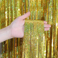 Gold Fringe Curtain - 2 Packs 3ftx8ft Sparkle Metallic Party Backdrop Curtain Photo Booth Props Birthday Decorations Gold Birthday Backdrop