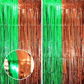 2 Pack Football Party Decorations, Green and Brown Foil Fringe Backdrop Curtains, Tinsel Streamers, Door Shimmer for Super Bowl or Birthday Party