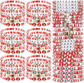 Cooluckday 36 Pcs Holiday Heishi Surfer Bracelets for Women Bulk Easter Mother's Day Christmas St. Patrick's Day Mardi Gras Bracelet Stackable Stretch Friendship Bracelets Set