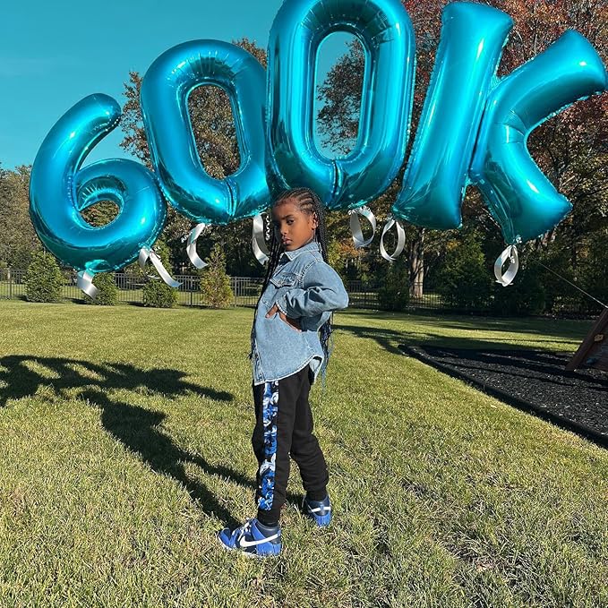 6 Balloon, Blue Number Balloons 40 Inch, 6th Balloons for Birthday Decorations, Blue Party Supplies 6 Birthday Balloon, Number 6 Balloon
