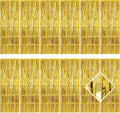 12 Pack Gold Foil Curtain Backdrop 3.2ft x 6.6ft Metallic Tinsel Fringe Backdrop Curtains Streamer Photo Booth Backdrop for Birthday Engagement Bachelorette Christmas Holiday Party Decorations
