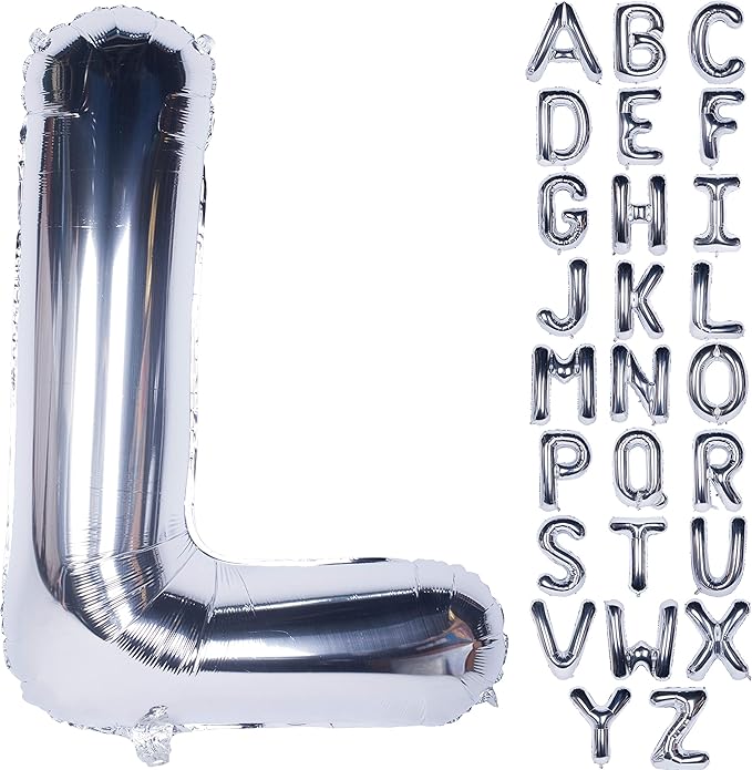 Letter Balloons 40 Inch Giant Jumbo Helium Foil Mylar for Party Decorations Silver L