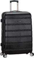 Rockland Melbourne Hardside Expandable Spinner Wheel Luggage, Checked Large 28", Black