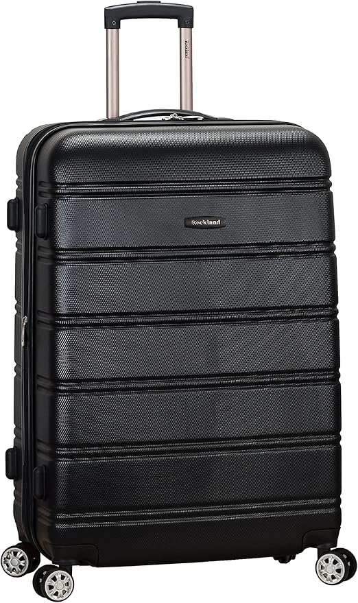 Rockland Melbourne Hardside Expandable Spinner Wheel Luggage, Checked Large 28", Black