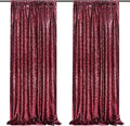 Glitter Sequin Backdrop 2 Panels 3x8FT Burgundy Red Wedding Photo Background Curtains for Birthday Party Decorations