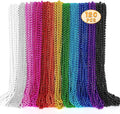 120PCS Mardi Gras Beads, Metallic 12 kinds Bead Necklace Party Favors, 33" Mardi Gras Necklace Bulk Accessories Stuff, Festival Parade Throw for Wedding Birthday Mardi Gras Celebrations Decorations