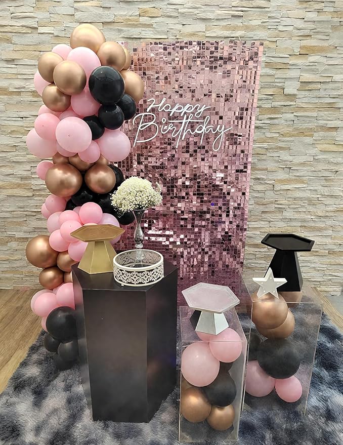 Pink Shimmer Wall Backdrop 24 Panels Cover 6 x 4 Ft, Photo Backdrops for Wedding,Anniversary,Birthday,Party Decoration