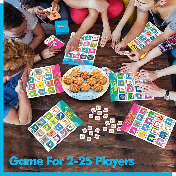 Gethelud Baby Shower Bingo Game, 25 Bilingual Spanish & English Bingo Cards for Gender Reveal Party, Baby Shower, Game Favors, Supplies, Decorations for Adults (25 Players)