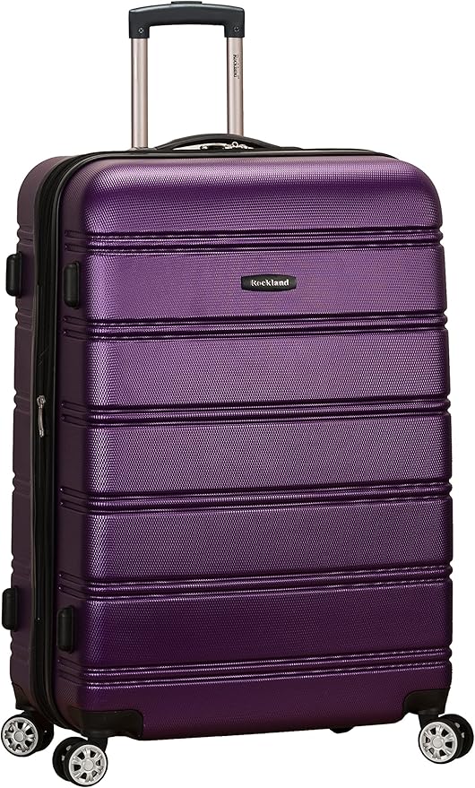 Rockland Melbourne Hardside Expandable Spinner Wheel Luggage, Checked Large 28", Purple