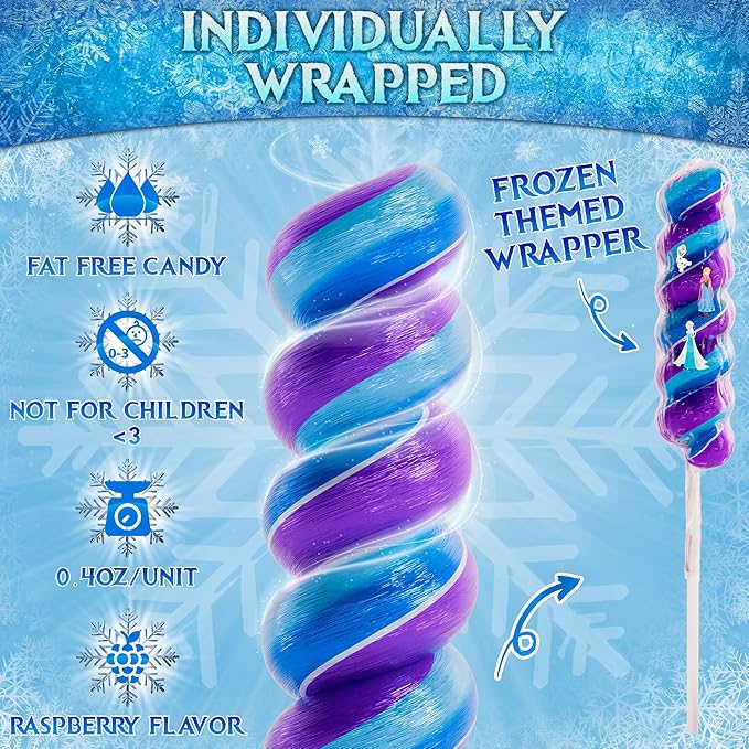 Frozen Lollipops Swirl 20pk- FrozenCandy For Frozen Party Favors & Elsa Birthday Party Decorations - Elsa And Anna Themed Princess Birthday Decorations - Disney Princess PartyFavors