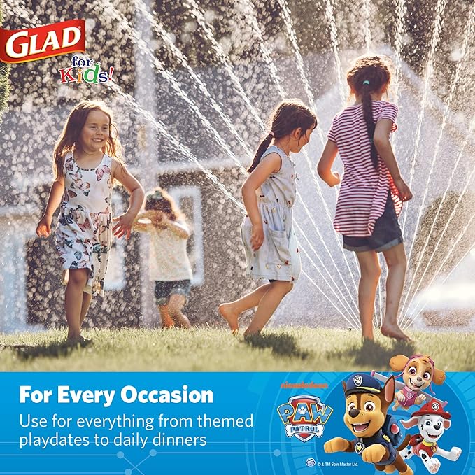 Glad for Kids Paw Patrol Disposable Paper Plates, Heavy Duty Soak Proof Microwavable Kids Plates for Parties, Birthdays, and Everyday Meals, Core Pups Blue, 8.5 Inch, 20 Count - 10 Pack
