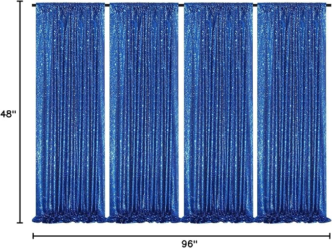 4 Pack Royal Blue Curtains 2ftx8ft Sequin Backdrop Drapes for Birthday Wedding Party Photo Backdrop Decorations