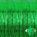 4 Pack 3.2Ft x 8.2Ft Green Foil Fringe Curtain Backdrop, Metallic Tinsel Foil Fringe Streamers Curtains Background for Photo Booth, Birthday, Wedding, Disco, Bachelorette, Christmas Party Decoration