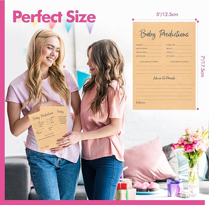 55PCS Baby Predictions and Advice Cards, Double Sided Baby Shower Decorations Cards Wishes to Baby for Parents