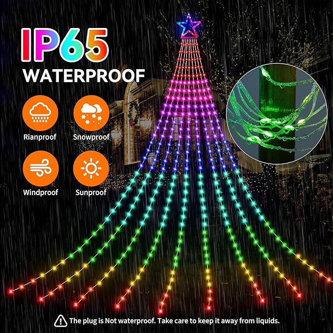 PUHONG Color Changing Christmas Lights, 335 LED RGB String Light with Remote & Timer, Waterproof Outdoor Twinkle Christmas Tree Lights for New Year, Halloween, Birthaday, Party Decor (RGB)