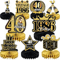 9 Pcs 40th Birthday Decoration for Men Women Happy 40th Birthday Table Decorations Cheers to 40th Honeycomb Centerpieces Birthday Party Decorations Black and Gold 40th Birthday Party Favors