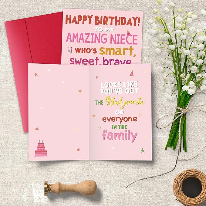 Niece Birthday Card, Funny Birthday Card Gifts for Her from Aunt and Uncle, Heartwarming Greeting to A Wonderful Niece