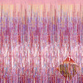 4 Pack 3.2Ft x 8.2Ft Rose Gold Foil Fringe Curtain Backdrop, Metallic Tinsel Foil Fringe Streamers Curtains Background for Photo Booth, Birthday, Wedding, Disco, Bachelorette, Christmas Party Decor