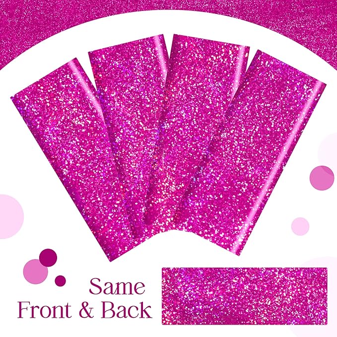 4 Pcs Fuchsia Hot Pink Holographic Tablecloths 40" x 108" Shining Laser Table Cloths for Galentines Valentine's Day Party Supplies Girls Birthday Party Decorations PlasticTable Covers