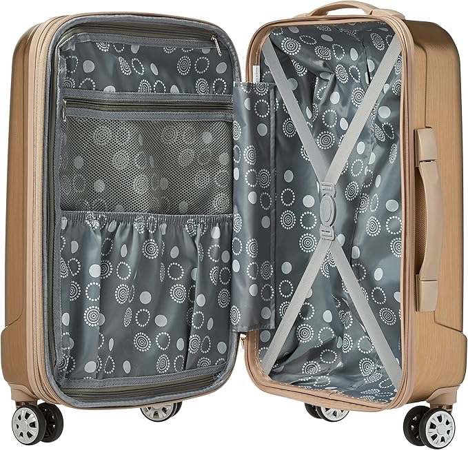 Rockland Melbourne Hardside Expandable Spinner Wheel Luggage, Carry-On 20", Bronze