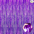 3 Pack Purple Foil Fringe Curtain Backdrop, 3.28Ft x 6.6Ft Metallic Tinsel Foil Fringe Streamer Curtains for Photo Booth, Christmas Day, Thanksgiving, Wedding, New Year Party Decorations