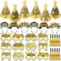 HOWAF New Years Eve Party Supplies 2026, Happy New Years Party Favors Headband Cone Hats Glitter Paper Eyeglasses Noise Makers Laser Gold New Year Decorations 2026 for NYE Favor Accessories 36pcs