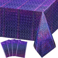 FunnyPars 4 Pack Iridescent Plastic Tablecloths Shiny Disposable Laser Rectangle Table Covers Holographic Foil Tablecloth Iridescent Kpop Birthday Bridal Wedding Party Decoration, 54"x108"(Purple)