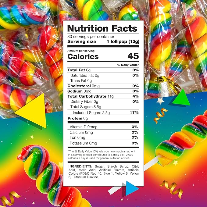 Rainbow Swirl Lollipops | 30 Count Jar | Easter Candy | Rainbow Lollipops Individually Wrapped | Twisty Suckers Party Favors | Tutti-Frutti Party Candy