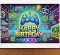 IndoTribe Video Game Happy Birthday Banner Boy 6x4ft Level Up Gamer Party Decorations for Boys Video Game Birthday Decorations for Boys Game On Birthday Decorations Gaming Birthday Party Decorations