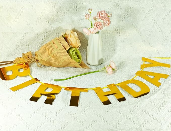 68PCS Custom Banner Kit Pre-Strung Happy Birthday Banner with Name DIY Letter Banners Personalized Banners for Party Golden