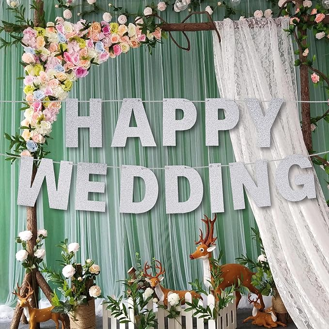 DIY Banner Kit with Letters Glitter Banner Letters Customizable Birthday Banners Graduation Banner Custom Party Hanging Banner for Graduation Wedding Party Baby Shower Decoration(Silver)