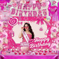 72PCS Pink Birthday Decorations for Girls, Pink Theme Party Supplies with Photo Booth Props & Selfie Frame Set, Banner, Foil Balloons, Tablecloth, Cake Toppers for 13th 16th 18th 21st Celebration.