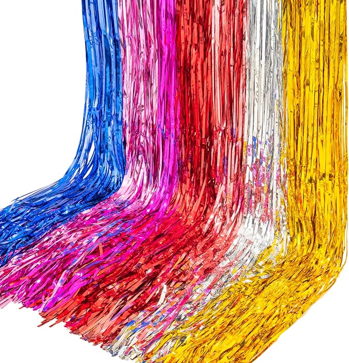 BRAVESHINE Foil Fringe Curtains - Tinsel Foil Curtain Party Steamers Backdrop for Boys Men/Blue Birthdays Decorations/Wedding/Anniversary Celebration/Sea Theme/Bachelorette Party