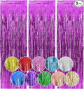 Homiest 3 Pack Hot Pink Tinsel Backdrop, 3.3x6.6 FT Metallic Tinsel Foil Fringe Curtains Party Decorations, Birthday Door Streamers for Baby Shower Wedding, Photo Booth Props Background Wall Decor