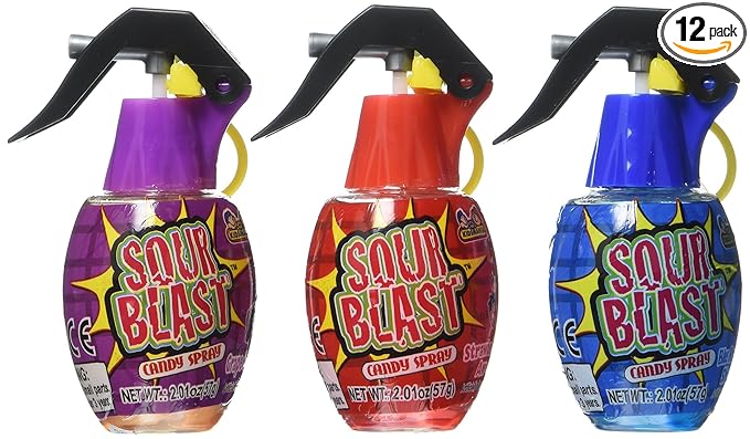 Kidsmania Sour Blast Candy Spray Grenades, 12 Count