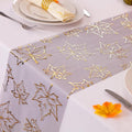 Snowkingdom Fall Table Runners, Gold Maple Leaves Thanksgiving Table Decorations for Autumn Harvest Sequin Glitter Lightweight Black Thin Mesh Sparkle Farmhouse Dining Party Decor 120 Inch