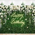 Riyidecor Green Leaves Birthday Backdrop Vinyl Neon White Rose Flower Floral Blossom Elegant Greenery Grass Wall Botanical Plant 10Wx8H Feet Photography Background Birthday Photo Studio Shoot