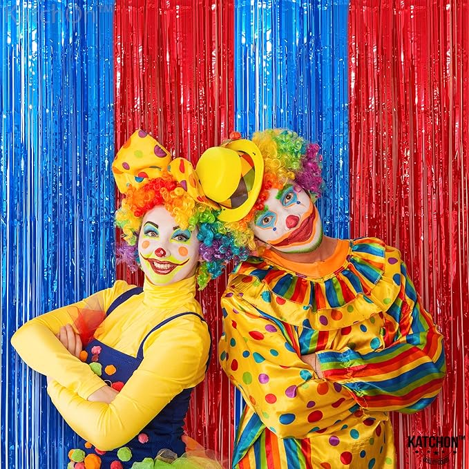 KatchOn Xtralarge Streamers - Red & Blue, 8x3.2 Feet | Fringe Curtain, Party & Carnival Decorations - Circus Theme