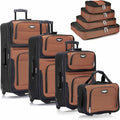 Travel Select Amsterdam Softside Expandable Luggage with Rolling Wheels, Orange, 8-Piece Set (15/21/25/29) with Packing Cubes